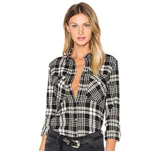 Black orchid black & cream flannel button up